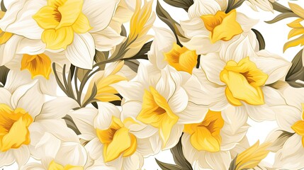 vector seamless pattern of striking daffodils backgrounds illustrations