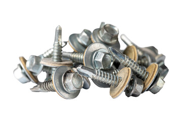 Roof screw. Roofing screws on a white background