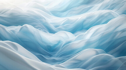A soothing scene of soft blue and creamy white waves merging, their gentle interaction creating a peaceful visual that resembles a snowy winter landscape.