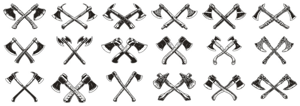 Crossed axes monochrome set elements