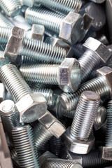 Hex head bolts. 22x50mm Hexagon head bolts background. close up