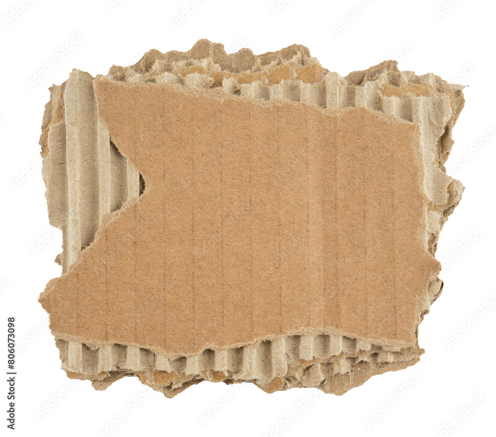 Poster a realistic graphic element featuring a rectangular piece of torn brown cardboard paper, complete wi