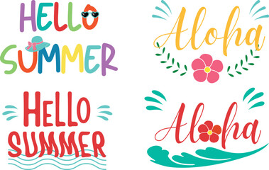 Hello summer, beach vibes, inspirational quotes. Modern calligraphy phrases with hand drawn. Vector lettering for print, tshirt, poster.