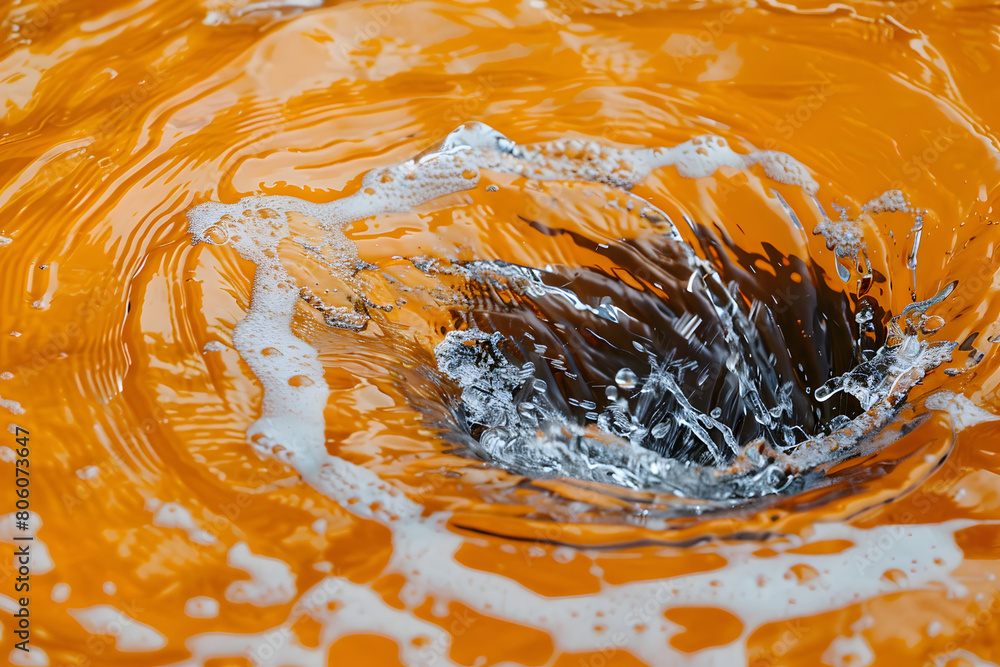 Poster a close up view of water bubbles on a yellow and orange background with a drop of water on the botto