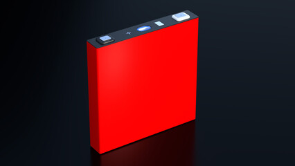 red prismatic LFP cell, NMC Prismatic battery's for electric vehicles and energy storage, 3d...