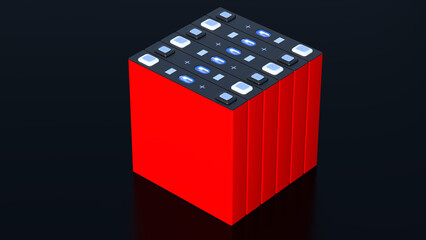 red NMC Prismatic battery modules for electric vehicles, mass production accumulators high power and energy for electric vehicles