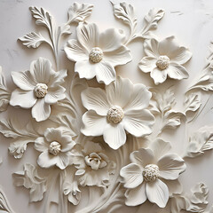 light decorative texture of plaster wall with volumetric decorative flowers,wallpaper, surface, grey, grunge, material, rough, textured, paint, interior, aged, colours, floor, relief, structure, dirty