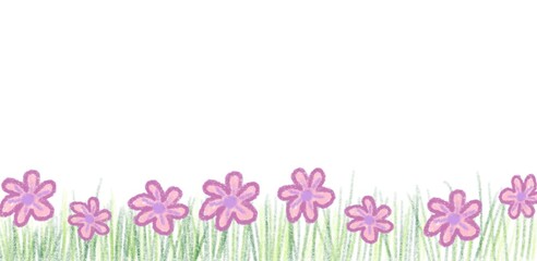 Picture of purple flower garden on a white background