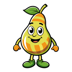 pear retro groovy mascot, simple, primitive, handdraw style