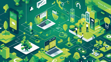 Fototapeta premium an infographic introducing the Digital Green Academy and its offerings. 