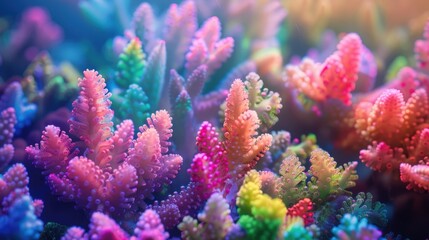 Fototapeta premium Vibrant Coral Cluster Close-Up in Surreal Underwater Seascape
