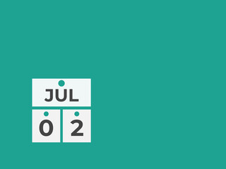 July 2 calendar reminder. 2 July daily calendar icon template. Calendar 2 July icon Design template. Vector illustration
