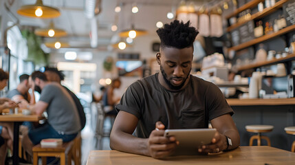 Fototapeta premium Young content creator working on tablet