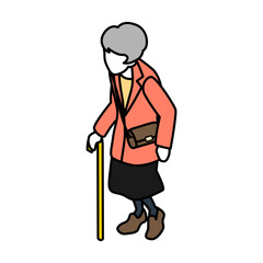 Isometric person, Walking woman who wore long sleeves