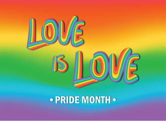 pride month banner with rainbow colors and unique font