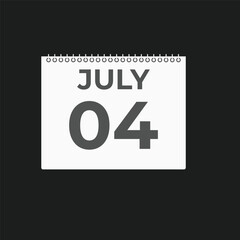 July 4 calendar reminder. 4 July daily calendar icon template. Calendar 4 July icon Design template. Vector illustration
