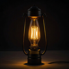 old style  oil lamp on dark background,
