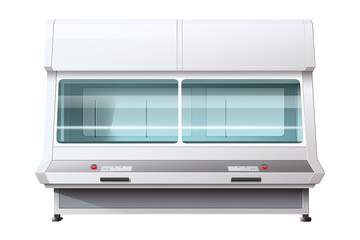 A white machine with two glass doors