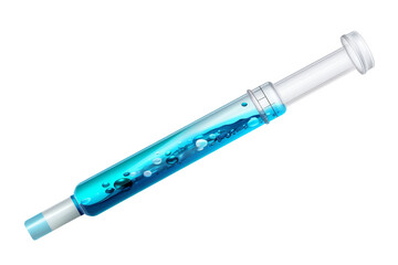 Fototapeta premium A blue liquid is in a syringe