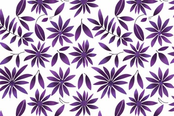 Fototapeta premium Vibrant Purple Floral Pattern Design on White Background. Design for background, graphic design, print, poster, interior, packaging paper