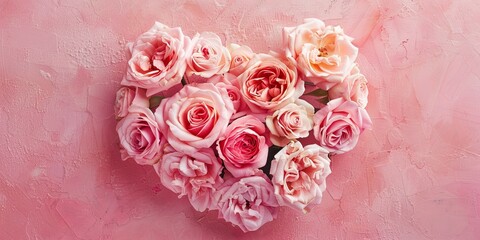 Blooming Heart of Pink and Cream Roses