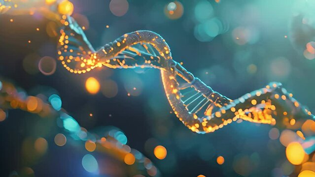 DNA Gene sequencing abstract design. Floating in space background, science, abstract, biology, biotechnology, molecular, health, genetic,  chemistry, medicine, chromosome, structure, helix