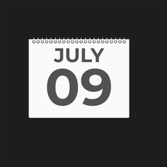 July 9 calendar reminder. 9 July daily calendar icon template. Calendar 9 July icon Design template. Vector illustration
