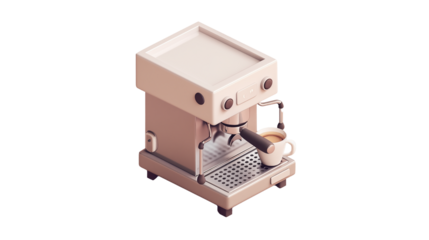 isometric view of Coffee machine isolated on transparent background