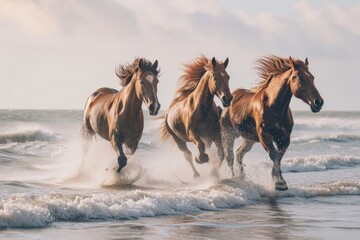 Running horses on the sea
