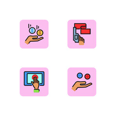 New business project line icon set. Startup, plus and minus of project, gadget, money. Business and profit concept. Can be used for topics like finance, success. Vector illustration for web design