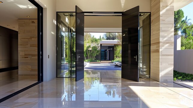 Oversized pivot door with a dramatic pivot hinge for a grand entrance