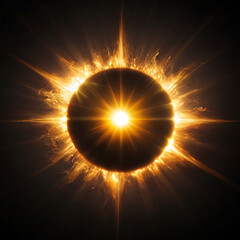 Abstract Natural Sun flare on the black,

