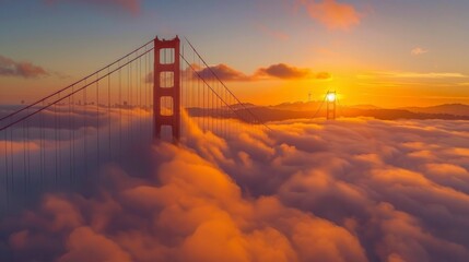Sunrise Glow through Fog: Capture the soft glow of the sunrise filtering through the fog around the...