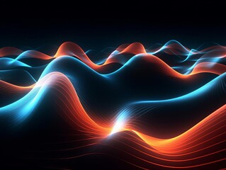 digital waveforms pulsating along the surface of a hightech material