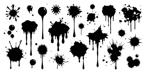 graphics of black spots of various shapes and sizes on an isolated background