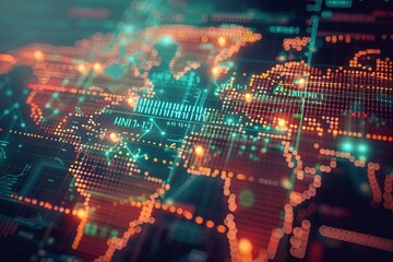Obraz premium Stock photo style image a Digital world map
