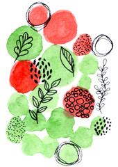 Green and Red Watercolor Background