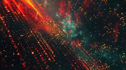 Digital cyberspace with particles and digital data network connections