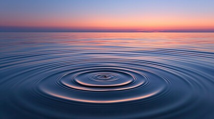 AI generated illustration of water ripples in a lake at sunset