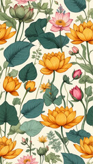 Beautiful seamless vector floral pattern, spring summer background with tropical flowers, palm leaves, jungle leaf, rose, bird of paradise flower. Exotic wallpaper, Hawaiian style, watercolour style