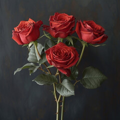 3d photo of red rose bouquet made with generative AI