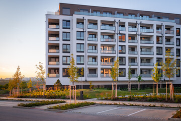 Block of flats during the sunset.