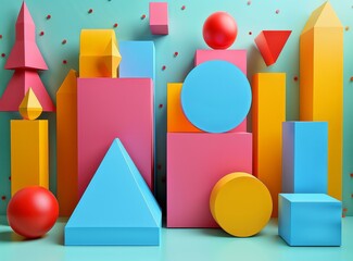 Fototapeta premium Colorful 3D shapes composition