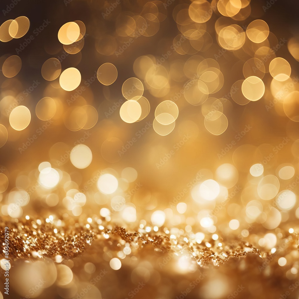 Poster soft golden bokeh lights with glittering particles floating