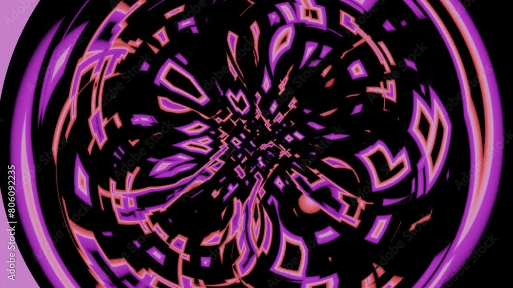 Poster a mesmerizing, seamless loop of a psychedelic purple and black animated pattern spiraling into an in