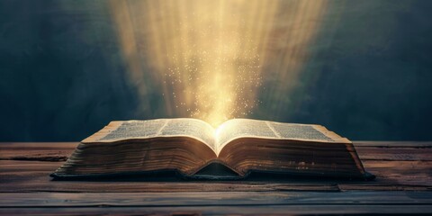 rays of light shining from an open book