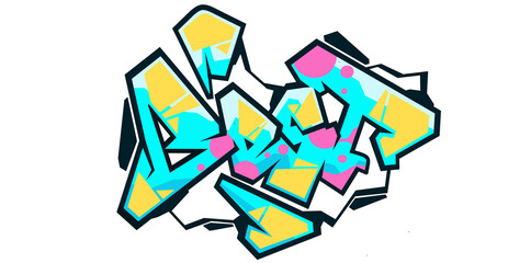 Best word graffiti text font sticker