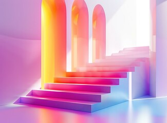 Obraz premium Minimalist Modern Stairway Design with Vivid Colors