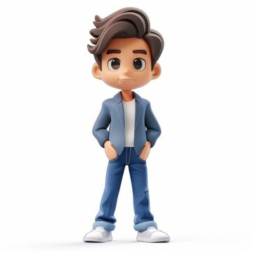 3D illustration of a young man wearing a suit and jeans