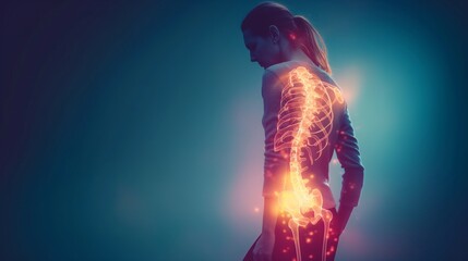 internal glowing bones background of the women neon lights internal background of the female body hips 